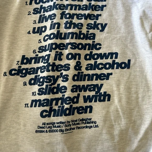 Oasis Band Logo Tracklist Grey Hoddie XL - Picture 3 of 6